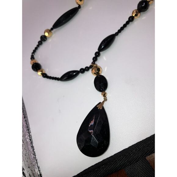 Louis Feraud Paris Vintage Black & Gold Beaded Necklace! - Picture 13 of 14